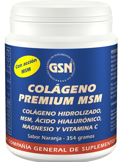GSN Colageno Premium MSM polvo sabor naranja 354g GSN Colageno Premium MSM polvo sabor naranja 354g