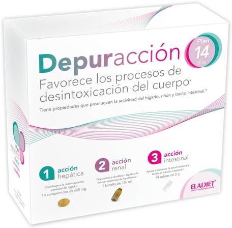 Eladiet Depuracción plan 14 días 14 comprimidos +150ml+14 sobres Eladiet Depuracción plan 14 días 14 comprimidos +150ml+14 sobres