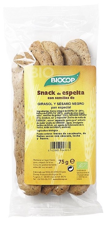 Biocop Snack de Espelta Pipas Girasol y Sesamo Negro Bio 75gr Biocop Snack de Espelta Pipas Girasol y Sesamo Negro Bio 75gr