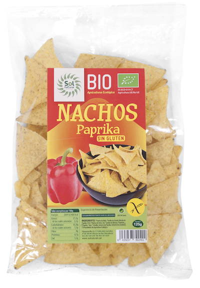 Sol Natural Nachos de maíz paprika sin gluten bio 125g Sol Natural Nachos de maíz paprika sin gluten bio 125g