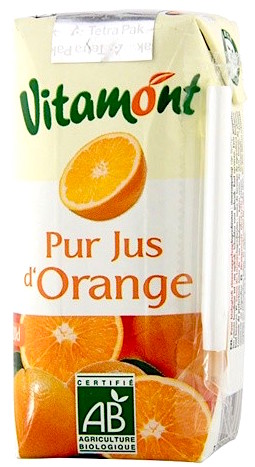 Vitamont zumo de naranja Bio sin azucar añadida. 6 briks de 200ml